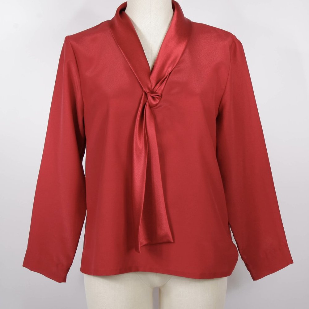 Vintage Willow Ridge Red Blouse With Red Satin Gem